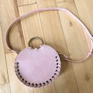 Anthropologie pink round crossbody bag